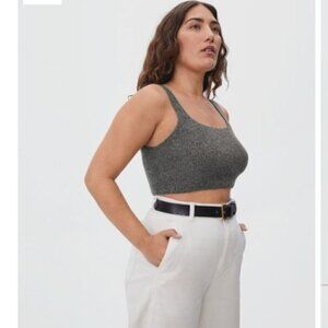 Everlane Wool Blend Cozy-Stretch Minimalist Crop-Top Charcoal Grey Size Small